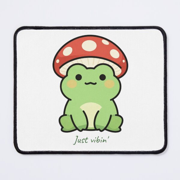 Item preview, Cute Frog with Mushroom Hat Just Vibin designed and sold by CREATIVO STUDIO.