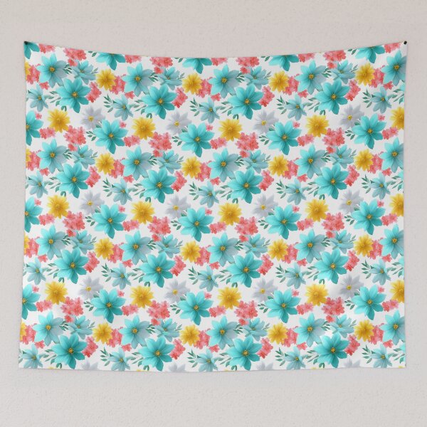 Item preview, Airy Teal And Pink Spring Floral Pattern designed and sold by igraphixart.