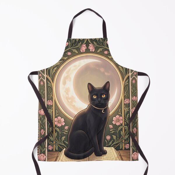 Item preview, Mucha Inspired Elegant Black Cat with Golden Eyes designed and sold by Spiritualwall.