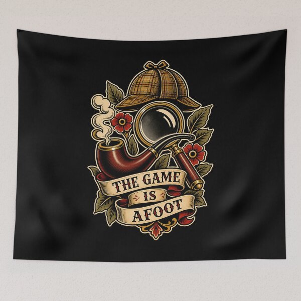 Item preview, The Game Is Afoot Sherlock Holmes Vintage Tattoo Flash Art designed and sold by Fenay Designs.