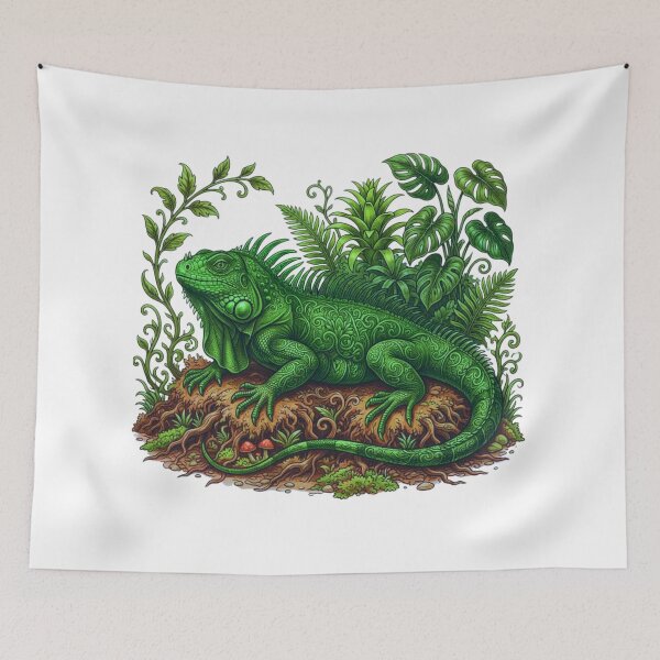 Item preview, Emerald Jungle Iguana Fantasy Reptile Sticker designed and sold by HoneyBreezeCo.
