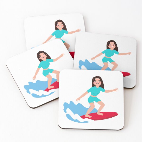 Item preview, Cute Surfer Girl Riding a Wave - Cartoon Illustration designed and sold by debbiebento.