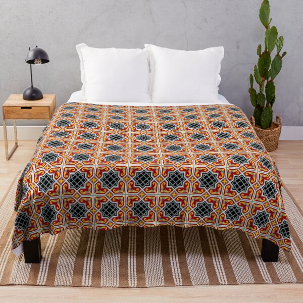 Item preview, Vintage Red Black Yellow White Gray Barcelona Tile Geometric Art designed and sold by Digital Homestead.