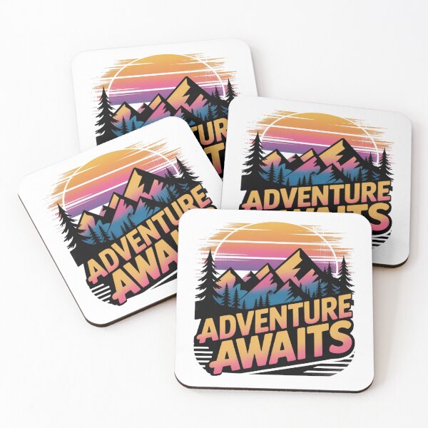 Item preview, Adventure Awaits Retro Mountain Sunset 80s Nature Art designed and sold by GabeMountainArt.