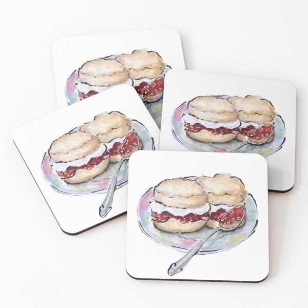 Item preview, Scones Jam Cream Watercolour Illustration  designed and sold by emilyrosealcockart.