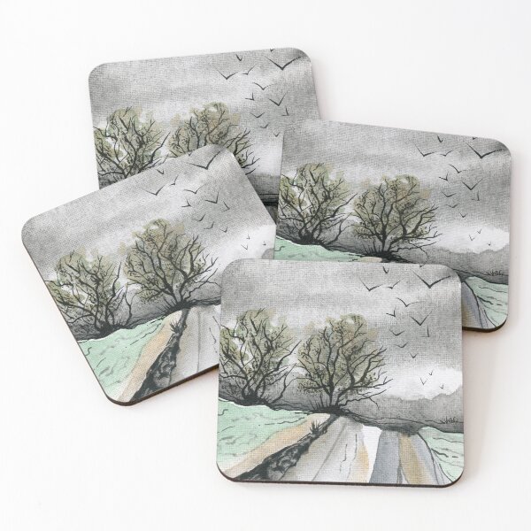 Item preview, Winter Solitude – Shimmering Watercolor Gothic Landscape Painting designed and sold by Cass Harker Studio.