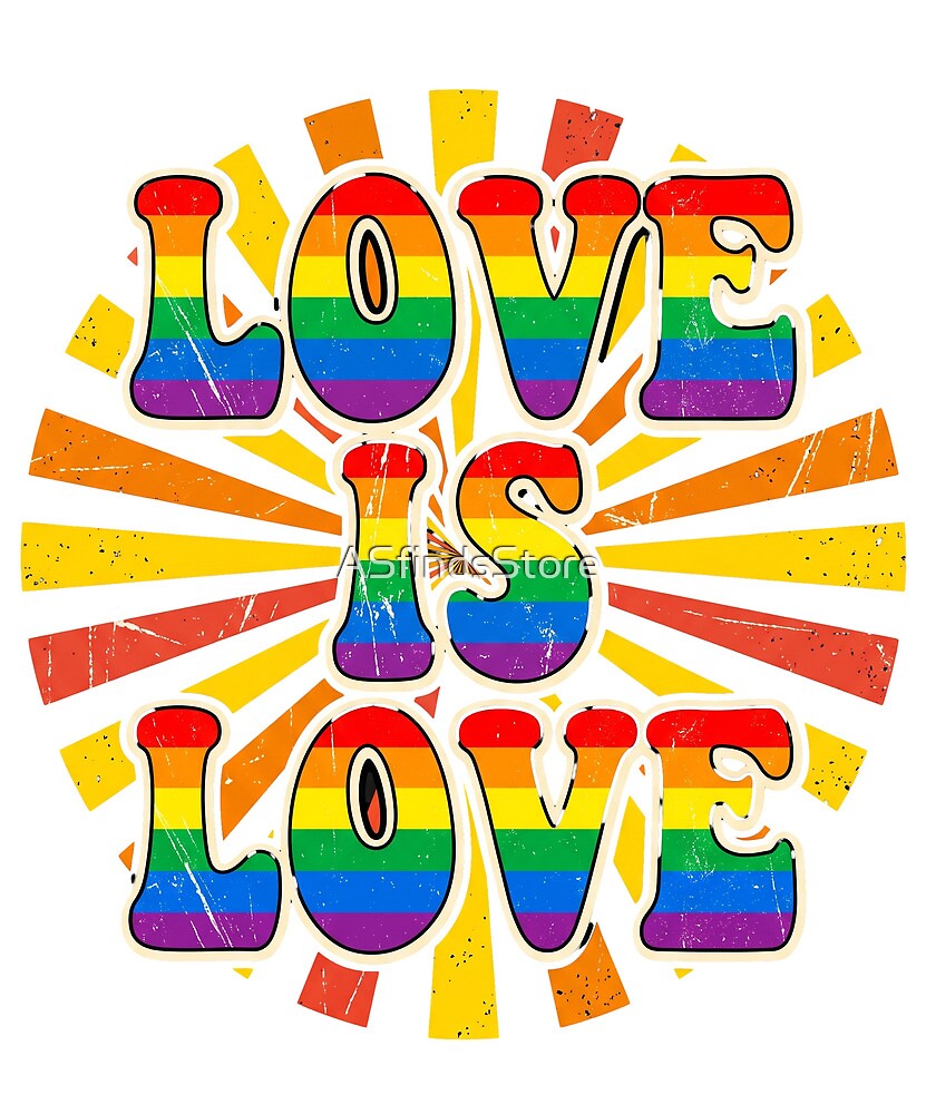 Retro Love Is Love die-cut sticker
