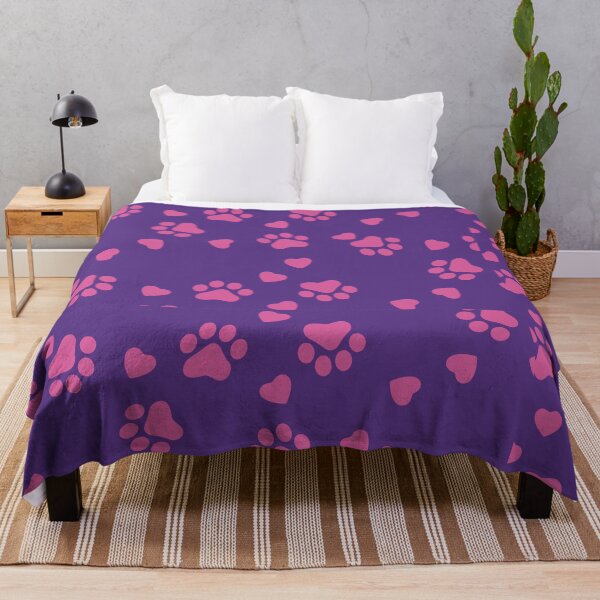 Item preview, Cat Paw Pattern Seamless pink color with a purple background designed and sold by foudart.