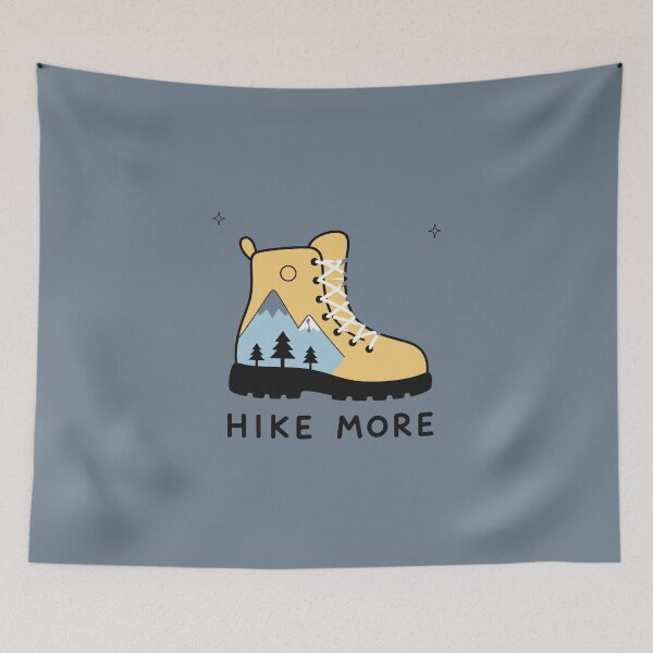 Item preview, Hike More Mountain Landscape Hiking Boot Illustration designed and sold by bosamji.