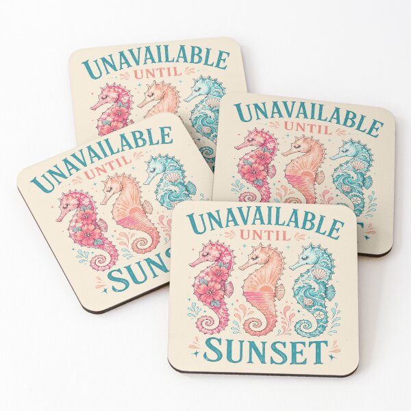 Item preview, Unavailable Until Sunset Seahorse Coastal Vacation Tee designed and sold by POD DYNASTY | Original Print On Demand T-Shirt Graphics.