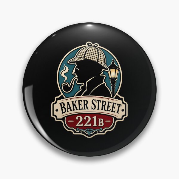 Item preview, Baker Street 221B Sherlock Holmes Vintage Emblem Badge Art designed and sold by Fenay Designs.