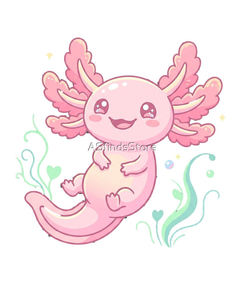 Pink Axolotl die-cut sticker