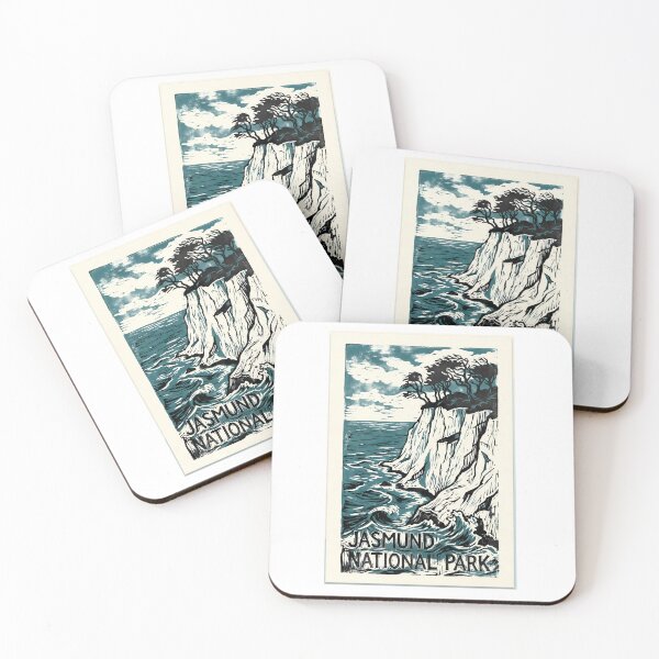Item preview, Jasmund National Park Germany - Linocut Chalk Cliffs Block Print designed and sold by Digital Dreams Arts.