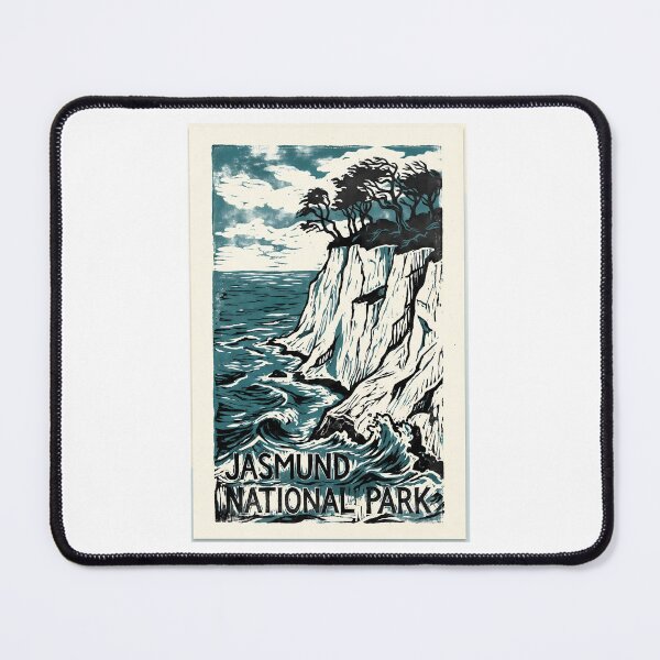 Item preview, Jasmund National Park Germany - Linocut Chalk Cliffs Block Print designed and sold by Digital Dreams Arts.