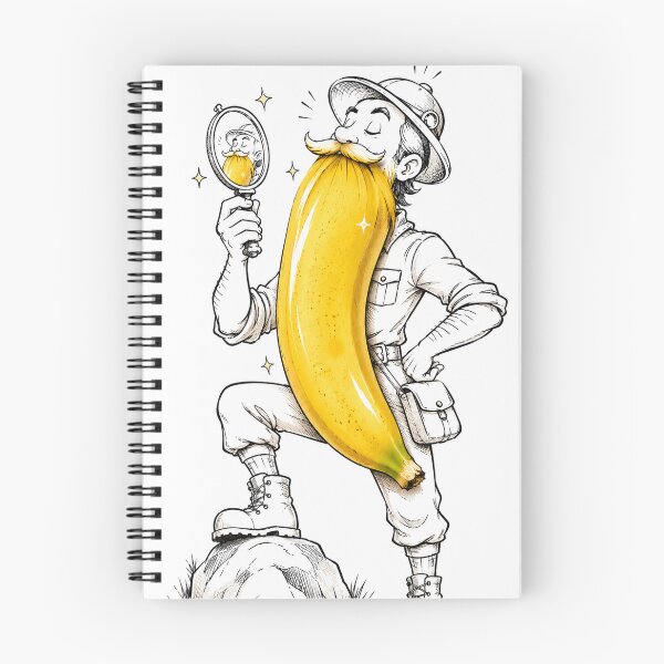 Item preview, Banana Beard Explorer – Funny Adventure Doodle Art Print designed and sold by LoomLite.