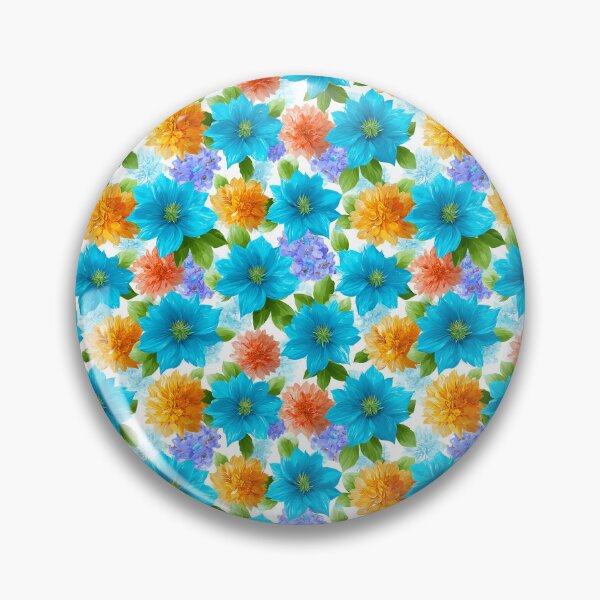 Item preview, Vibrant Blue And Orange Dahlia Floral Pattern designed and sold by igraphixart.