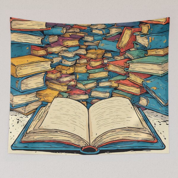 Item preview, An open book amidst a tumble of books designed and sold by Mianku | Für das Leben.