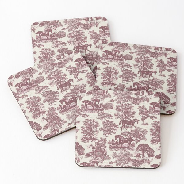 Item preview, Elegant Vintage Burgundy Horse Toile Pattern on Beige designed and sold by tanjica.