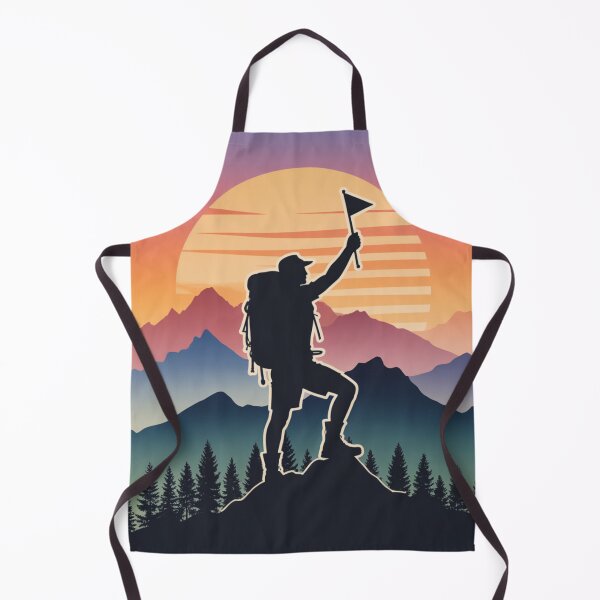 Item preview, Hiker on Mountain Peak at Sunset – Retro Adventure Art designed and sold by Gabe1983.