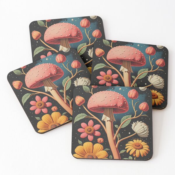 Item preview, Magic mushroom and flowers in the Starlight Forest designed and sold by Mianku | Für das Leben.
