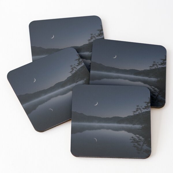 Item preview, Crescent Moon Over Still Lake | Japanese Wabi-Sabi Art | Zen Sky Minimalist Print designed and sold by KUZU-NOHA.