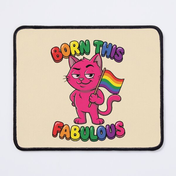 Item preview, Born This Fabulous Pink Cat Rainbow Flag Pride Graphic — Funny LGBT Pride Confidence designed and sold by SkTee2k.