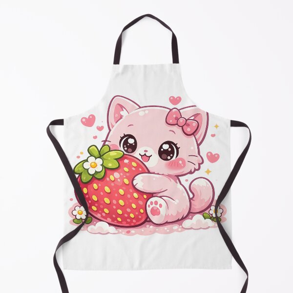Item preview, Pink Kawaii Kitty Hugging Giant Strawberry designed and sold by PixelMood Stickers.