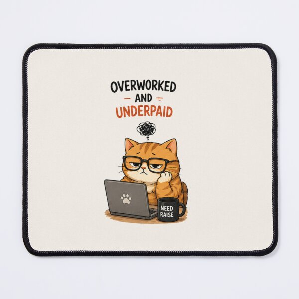 Item preview, Funny Orange Cat Quote – Overworked and Underpaid designed and sold by Siti Hoiriyah.
