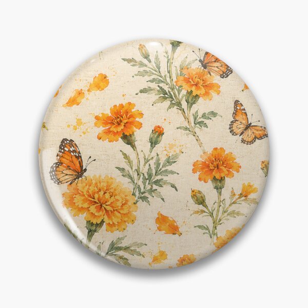 Item preview, Marigolds and Monarch Butterflies Seamless Pattern designed and sold by Siam Soul Studio.