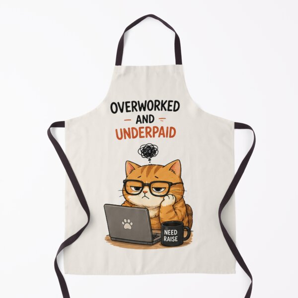 Item preview, Funny Orange Cat Quote – Overworked and Underpaid designed and sold by Siti Hoiriyah.