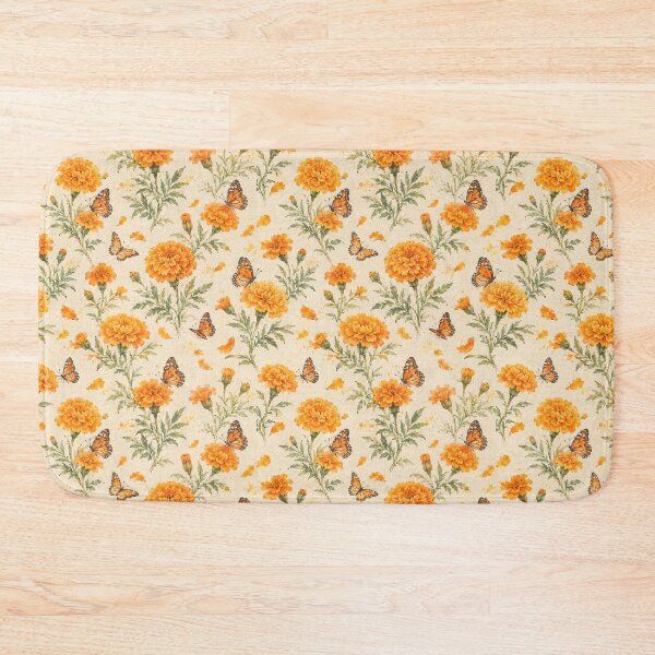 Item preview, Marigolds and Monarch Butterflies Seamless Pattern designed and sold by Siam Soul Studio.