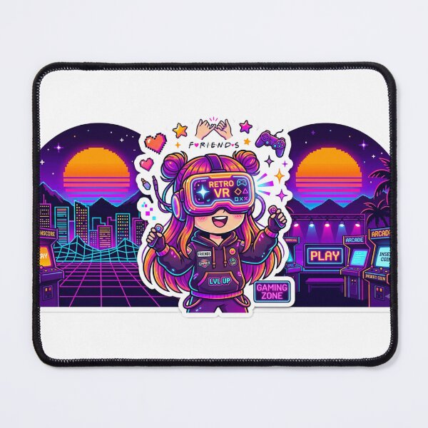 Item preview, Retro VR Gamer Girl Neon Aesthetic Sticker designed and sold by Zaydroid.