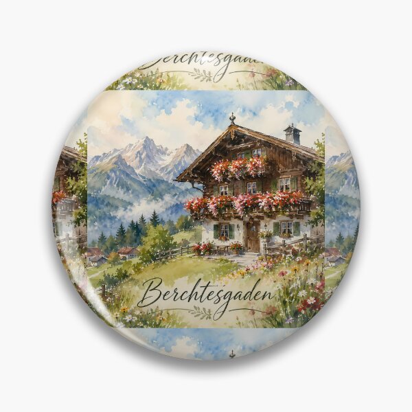 Item preview, Berchtesgaden Bavaria - Alpine Chalet Watercolor Landscape designed and sold by Digital Dreams Arts.