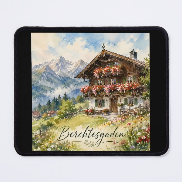 Item preview, Berchtesgaden Bavaria - Alpine Chalet Watercolor Landscape designed and sold by Digital Dreams Arts.