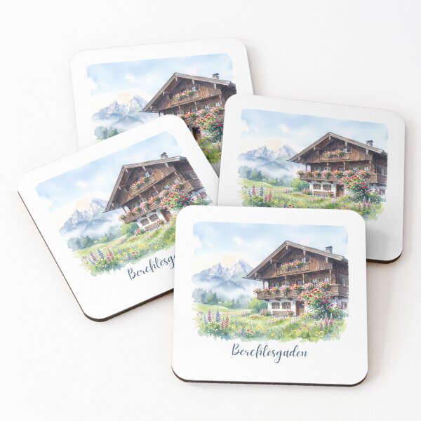 Item preview, Berchtesgaden Bavarian Chalet Watercolor Spring Alps Landscape designed and sold by Digital Dreams Arts.