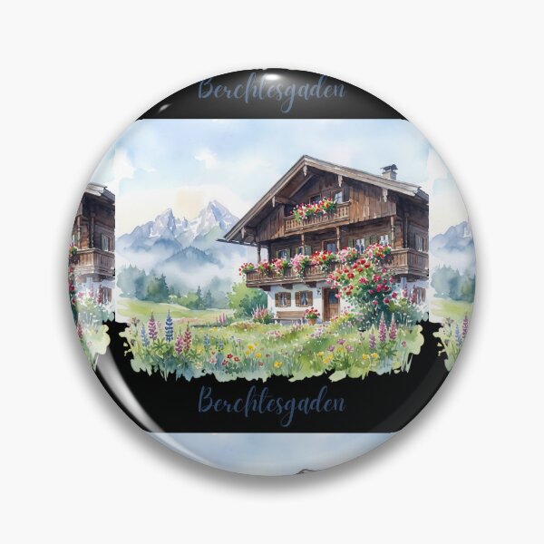 Item preview, Berchtesgaden Bavarian Chalet Watercolor Spring Alps Landscape designed and sold by Digital Dreams Arts.