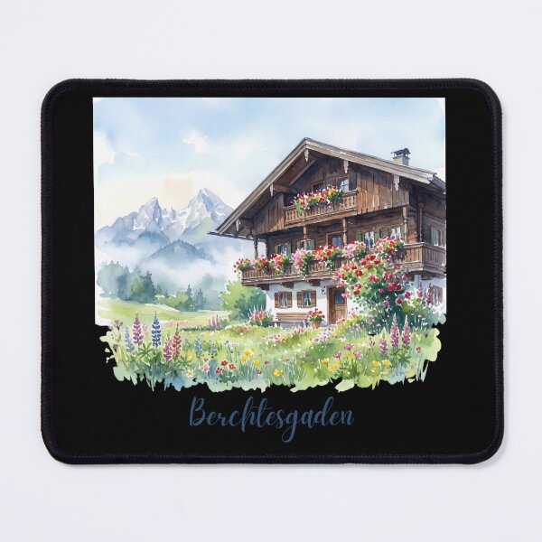 Item preview, Berchtesgaden Bavarian Chalet Watercolor Spring Alps Landscape designed and sold by Digital Dreams Arts.