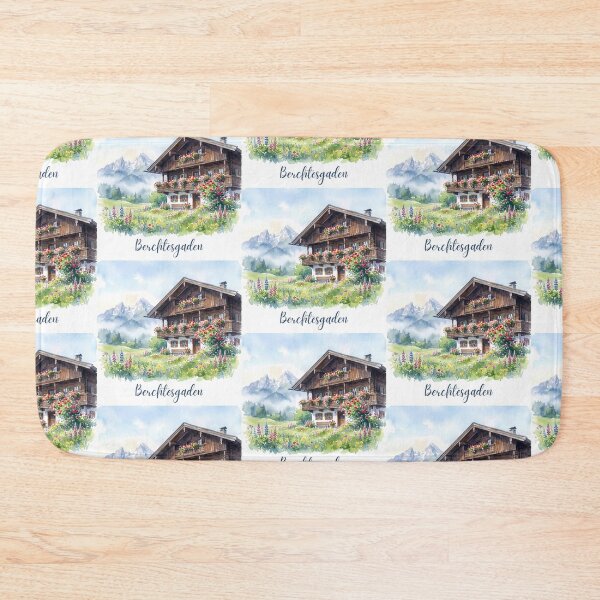 Item preview, Berchtesgaden Bavarian Chalet Watercolor Spring Alps Landscape designed and sold by Digital Dreams Arts.