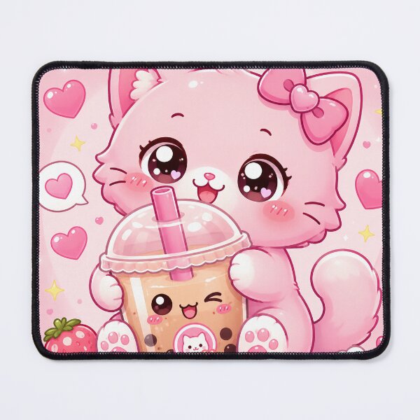 Item preview, Pink Kawaii Cat with Bubble Tea designed and sold by PixelMood Stickers.