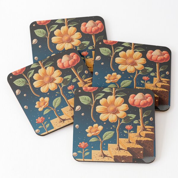 Item preview, A surreal flower garden rises on stepped pedestals. designed and sold by Mianku | Für das Leben.