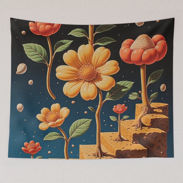Item preview, A surreal flower garden rises on stepped pedestals. designed and sold by Mianku | Für das Leben.