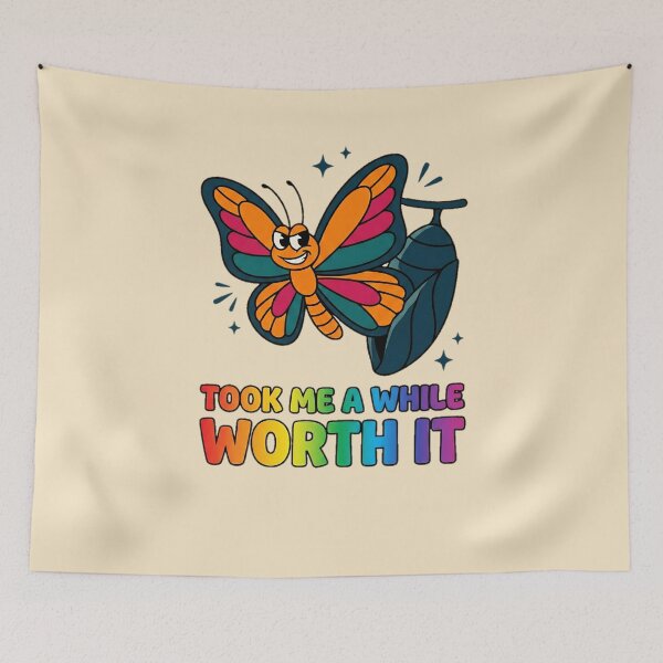 Item preview, Took Me A While Worth It Butterfly Pride Graphic — LGBT Coming Out Journey Humor  designed and sold by SkTee2k.