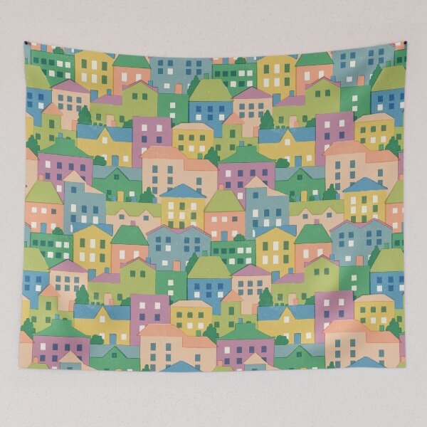Item preview, Colourful Village 9 designed and sold by knitetgantt.