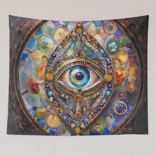 Item preview, Colorful Third Eye on Stained Glass and Bronze designed and sold by Lee Hiller Designs.