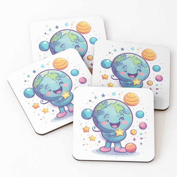 Item preview, Happy Earth: Smiling Earth Holding Star with Retro designed and sold by Mercella-Inc.