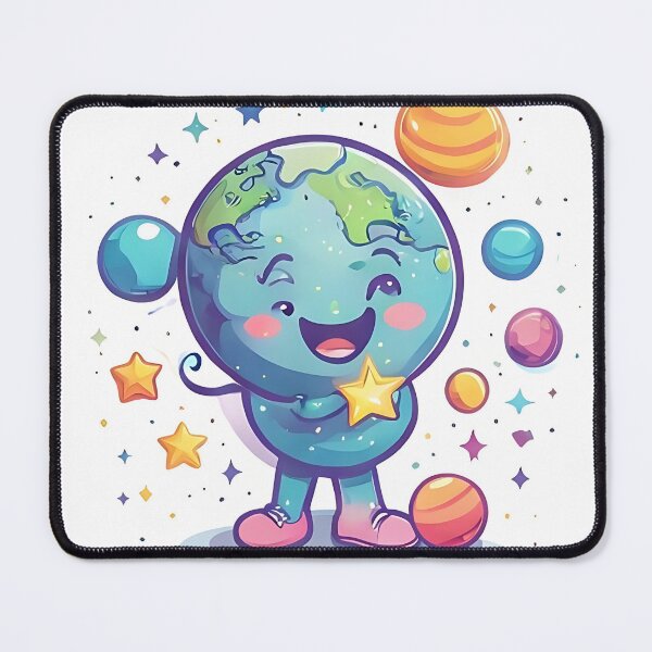 Item preview, Happy Earth: Smiling Earth Holding Star with Retro designed and sold by Mercella-Inc.