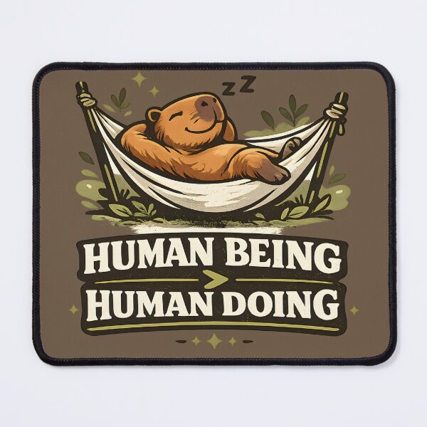 Item preview, Human Being > Human Doing Capybara Shirt – Anti Hustle Culture Retro Graphic Tee designed and sold by Artistry in Motion by MADsrecreation.