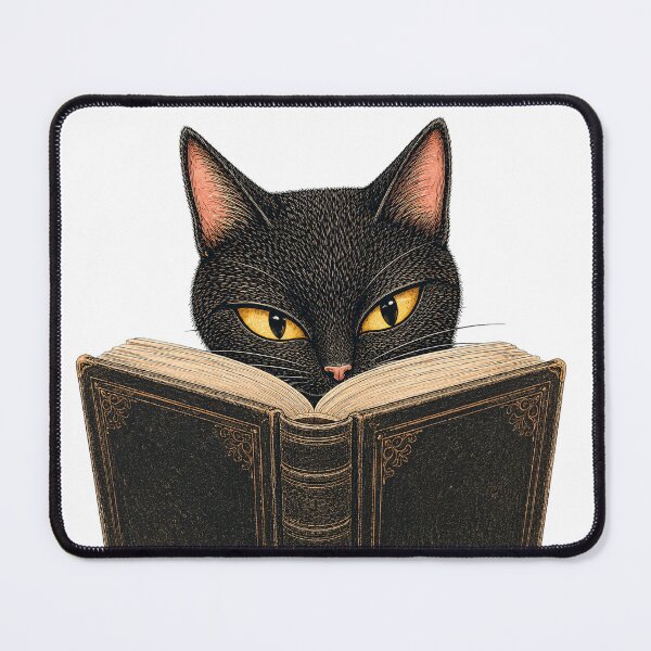 Item preview, Reading Cat Sticker, Black Cat Peeking Over Book, Bookish Cat Illustration designed and sold by VelvetClawStudio.