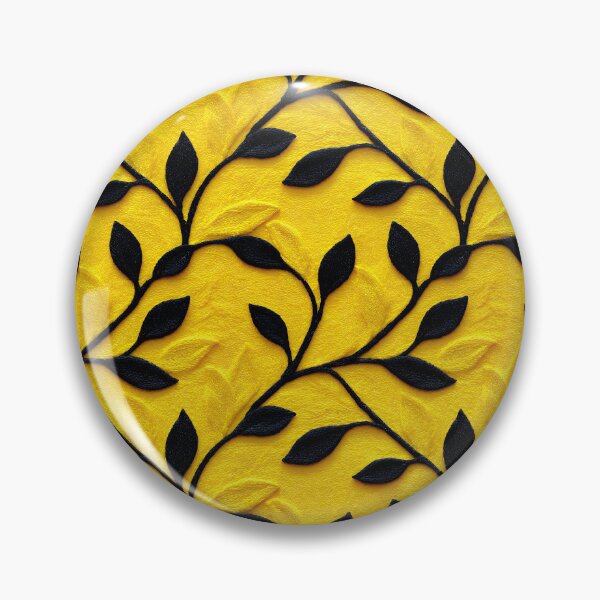 Item preview, 3D Golden Yellow And Black Satin Stitch Leaf Pattern designed and sold by igraphixart.