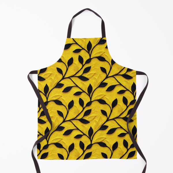 Item preview, 3D Golden Yellow And Black Satin Stitch Leaf Pattern designed and sold by igraphixart.